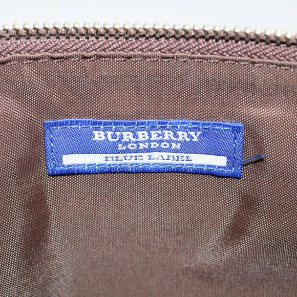 BURBERRY Nova Check Blue Label Pouch Canvas Beige Brown Red Auth 39015 - Picture 9 of 16